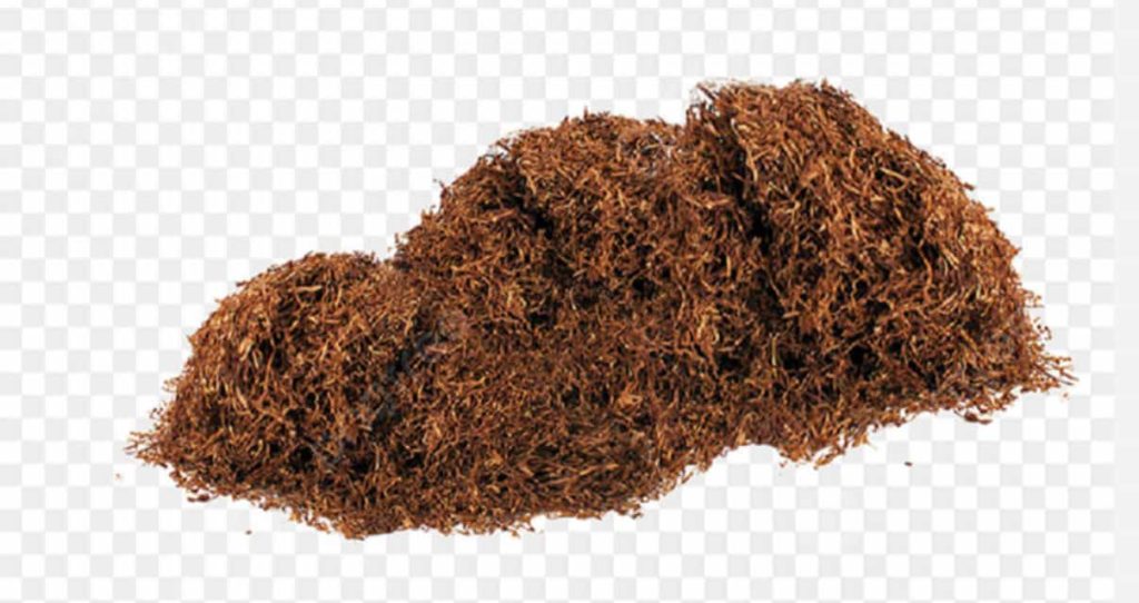 Shredded tobacco arranged in a neat pile